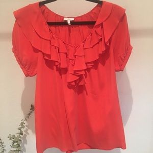 Joie red ruffle blouse